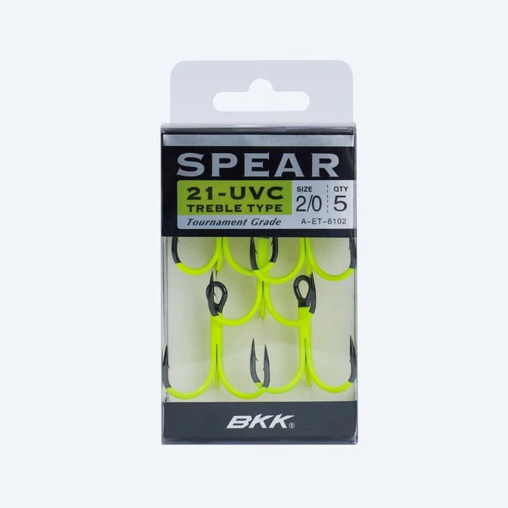 BKK Spear-21 UVC Chartreuse Kolmihaarakoukku 6kpl