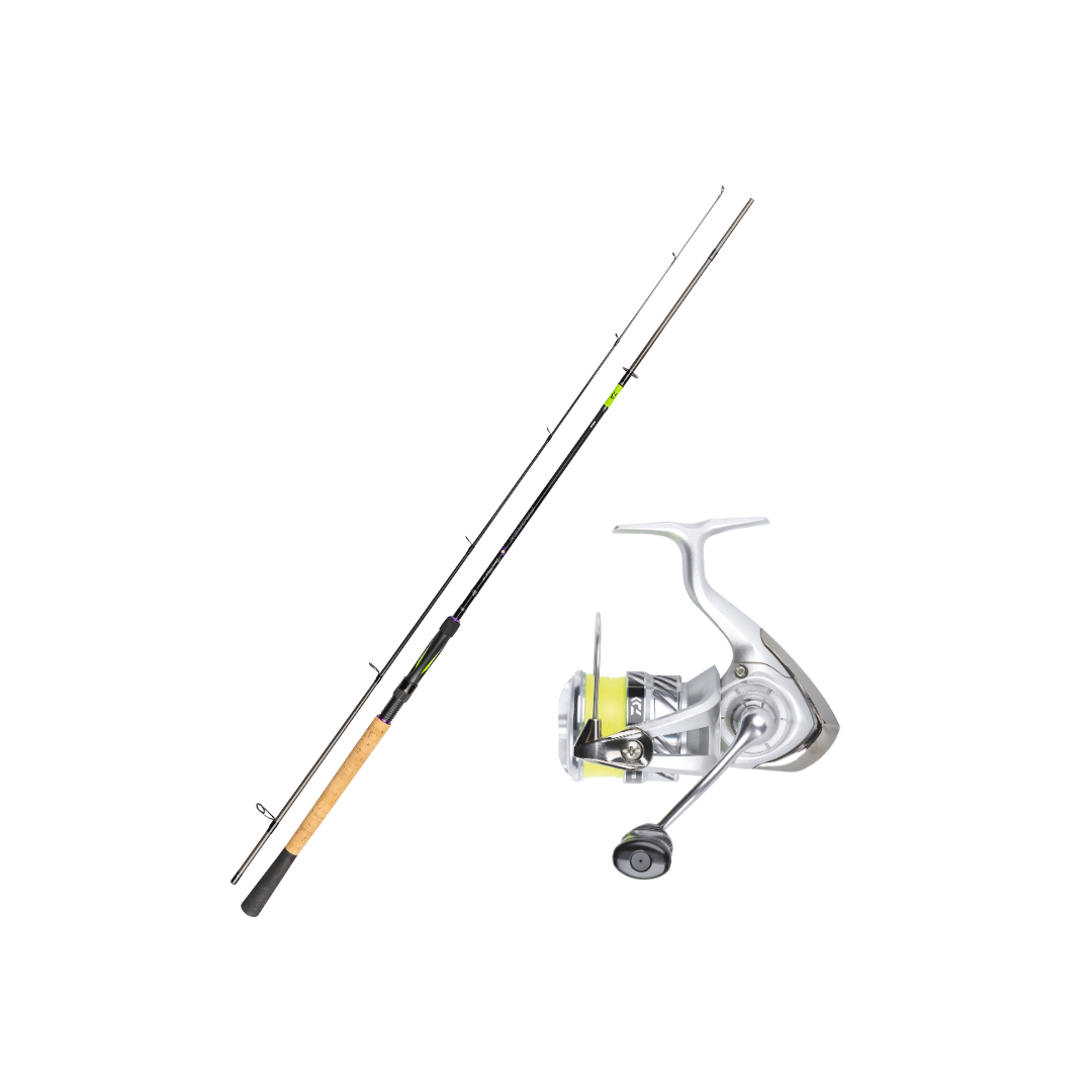DAIWA PROREX S SPIN 8'0"/244cm/10-40g -DAIWA 20 CROSSFIRE LT J Braid X4 0,19mm keltainen 3000-C Yleis Avokelasetti